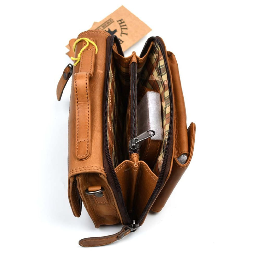 Мужская сумка барсетка с ручкой Hill Burry HB3351B коньячная