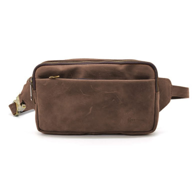 Belt bag with two compartments TARWA RC-0704-3md brown leather