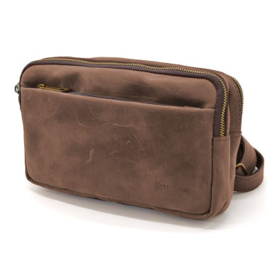 Belt bag with two compartments TARWA RC-0704-3md brown leather
