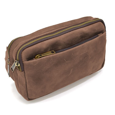 Belt bag with two compartments TARWA RC-0704-3md brown leather