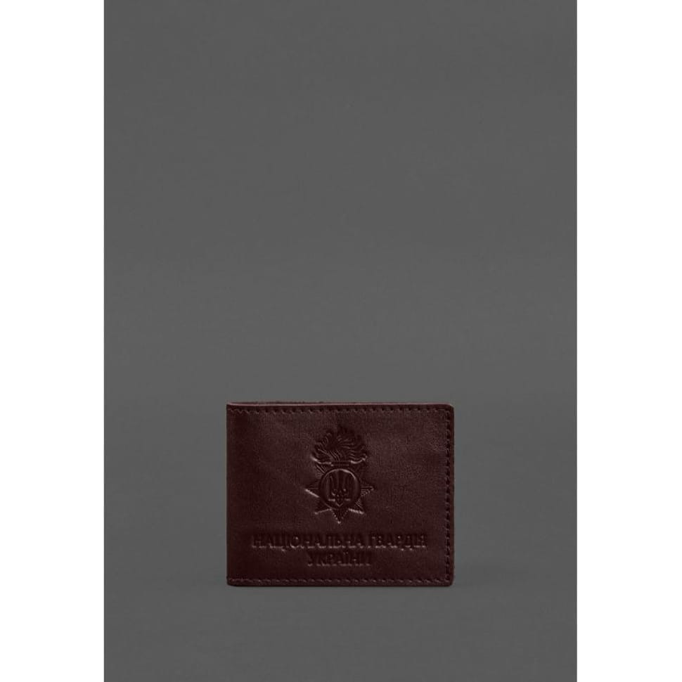 Leather cover for service ID of the National Guard Burgundy