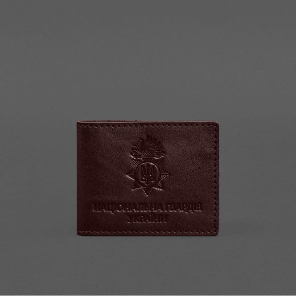 Leather cover for service ID of the National Guard Burgundy