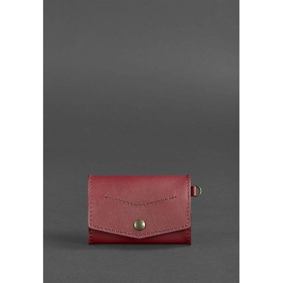 Жіноча шкіряна монетниця з клапаном 1.0 бордова.