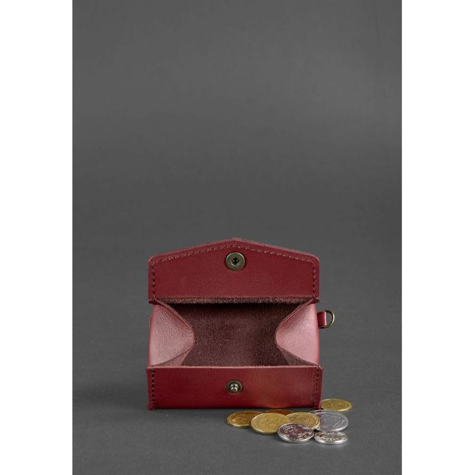 Жіноча шкіряна монетниця з клапаном 1.0 бордова.