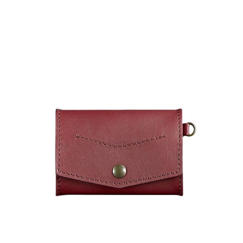 Жіноча шкіряна монетниця з клапаном 1.0 бордова.