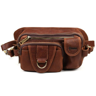 Mens leather belt bag GB-1560-4lx TARWA cognac