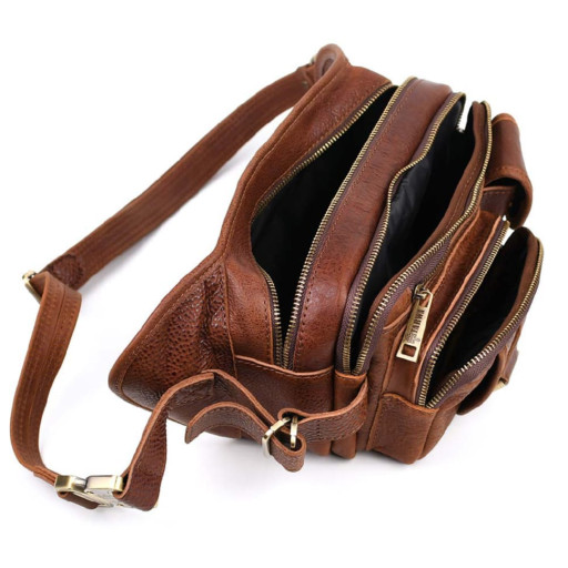 Mens leather belt bag GB-1560-4lx TARWA cognac