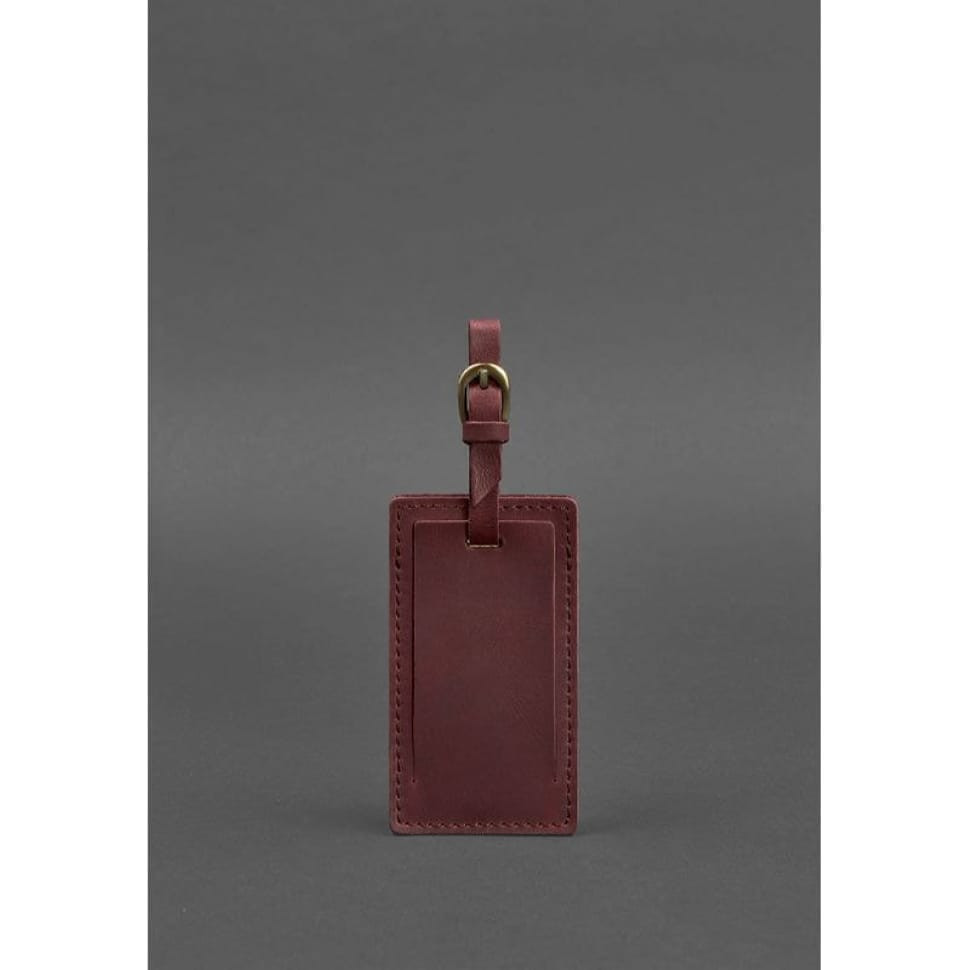 Шкіряна бирка для багажу 3.0 Бордова Crazy Horse