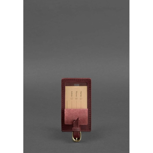 Шкіряна бирка для багажу 3.0 Бордова Crazy Horse