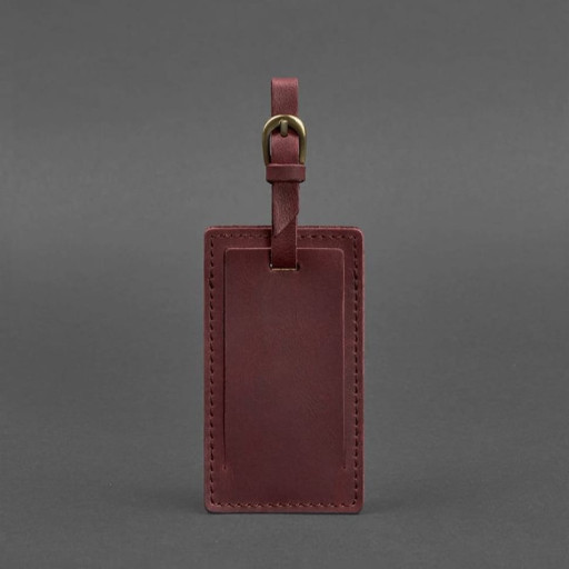 Шкіряна бирка для багажу 3.0 Бордова Crazy Horse