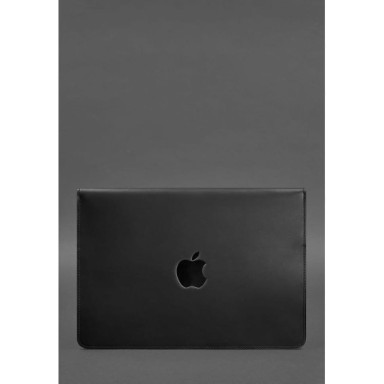 Кожаный чехол-конверт на магнитах для MacBook 14 Черный Crazy Horse
