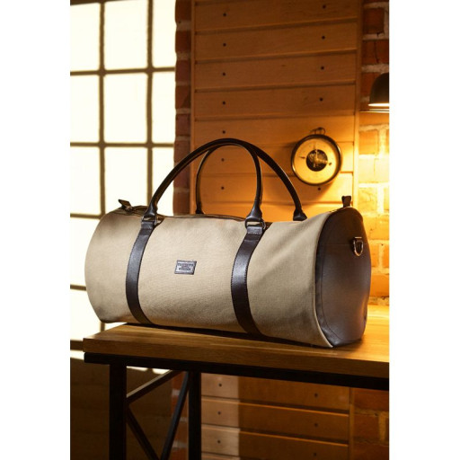 Harper MAXI canvas bag with dark brown leather accents