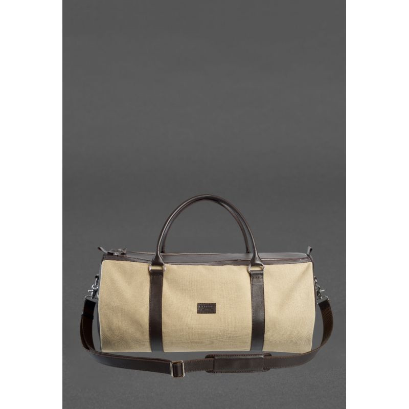 Сумка Harper MAXI из канваса с тёмно-коричневыми кожаными вставками