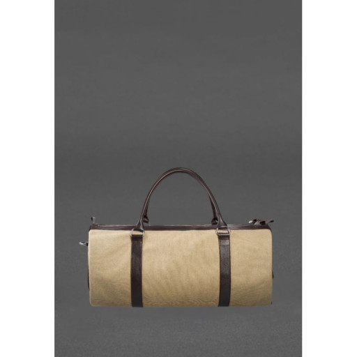 Harper MAXI canvas bag with dark brown leather accents