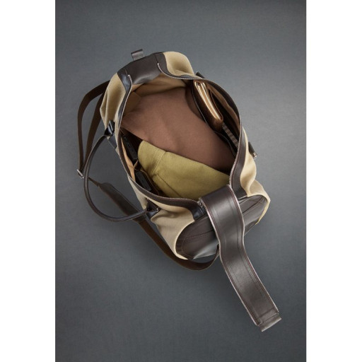 Harper MAXI canvas bag with dark brown leather accents