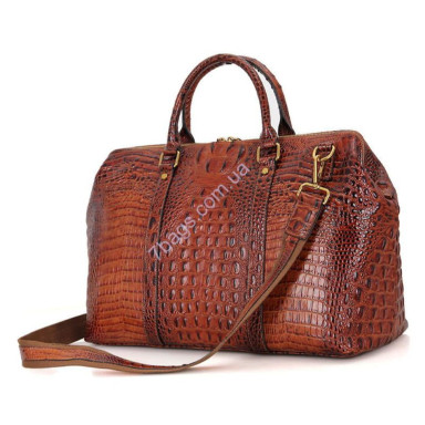 Vintage tote bag made of genuine leather with original texture