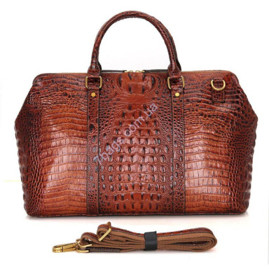 Vintage tote bag made of genuine leather with original texture