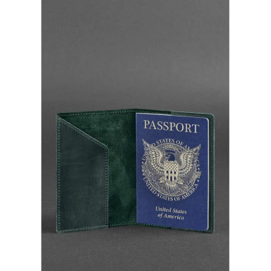 Leather passport cover with American coat of arms green