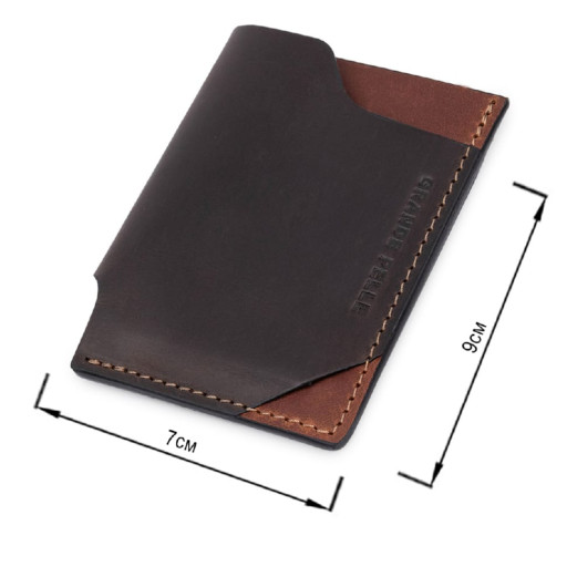 Шкіряний незвичайний картхолдер GRANDE PELLE 11534 Коричневий