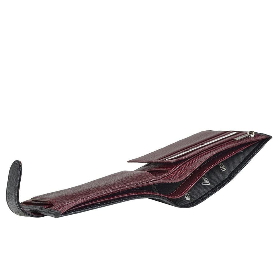 Портмоне шкіра Desisan 087-01-339 чорний флотар з бордо всередині