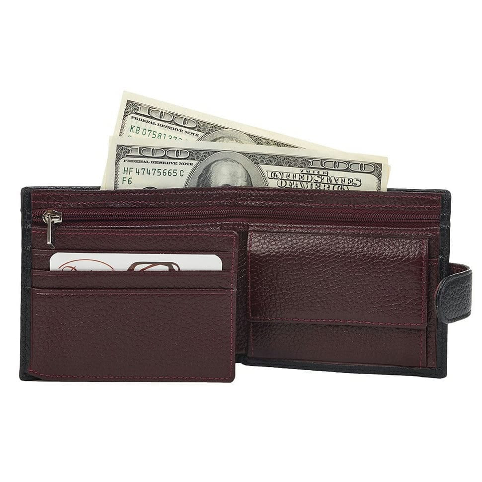 Портмоне шкіра Desisan 087-01-339 чорний флотар з бордо всередині