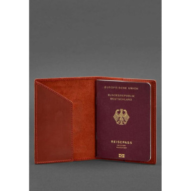 Leather passport cover with German coat of arms coral Crazy Horse