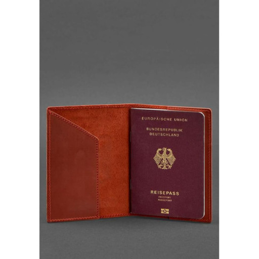 Шкіряна обкладинка для паспорта з гербом Німеччини корал Crazy Horse