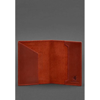 Leather passport cover with German coat of arms coral Crazy Horse