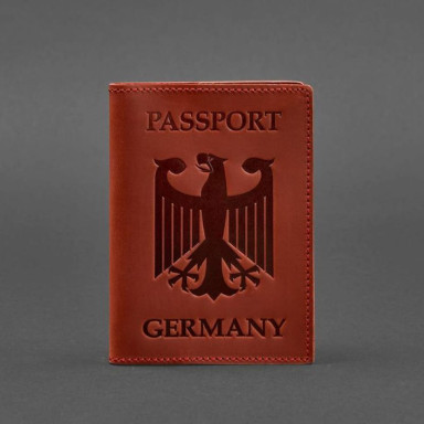 Leather passport cover with German coat of arms coral Crazy Horse