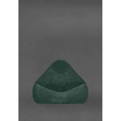 Шкіряний чохол для окулярів із клапаном на гумці Зелений Crazy Horse