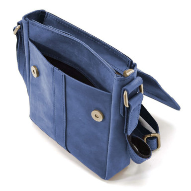 Small mens leather shoulder bag Limary lim-354RK blue