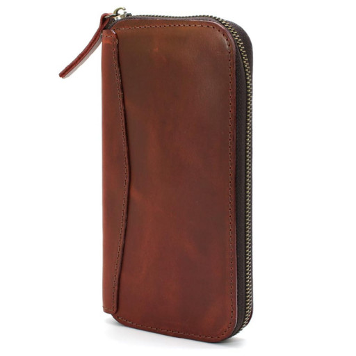 Шкіряний гаманець клатч на блискавці TARWA RR-711-3md бордовий