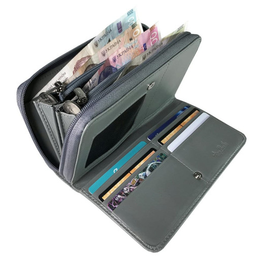 Шкіряне портмоне New Rainbow 1192 grigio сірий