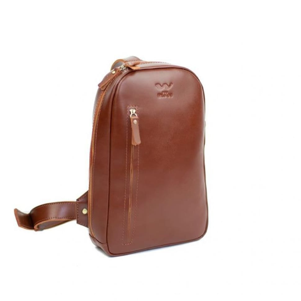 Men's leather Chest bag light brown