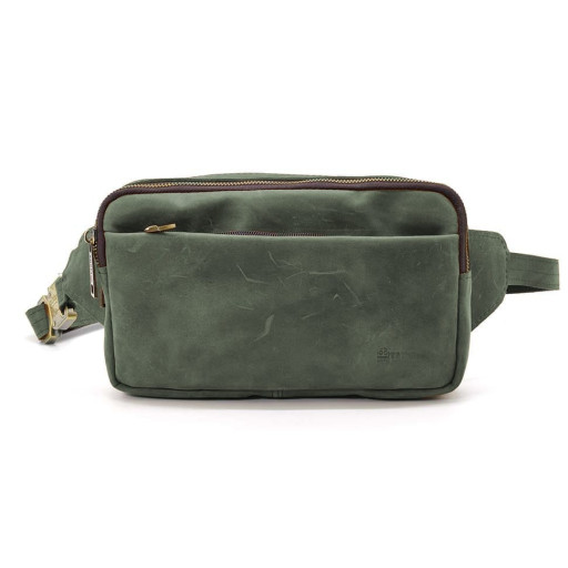 Сумка напоясна на два відділення TARWA RE-0704-3md зелена шкіра