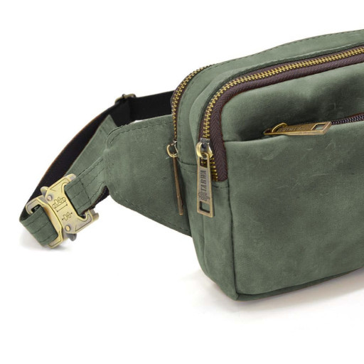 Сумка напоясна на два відділення TARWA RE-0704-3md зелена шкіра