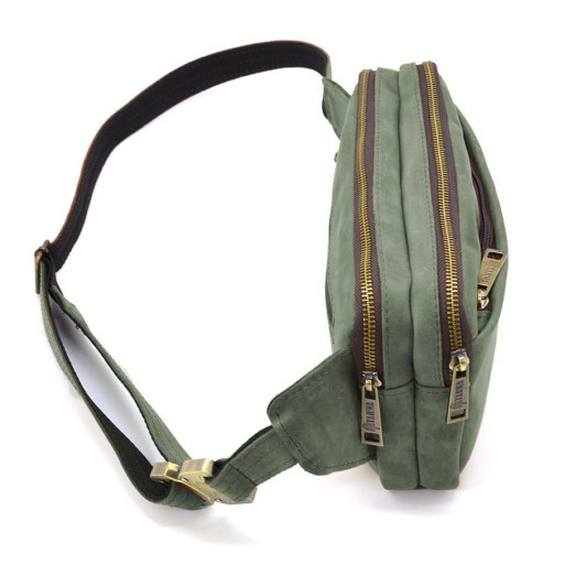 Сумка напоясна на два відділення TARWA RE-0704-3md зелена шкіра