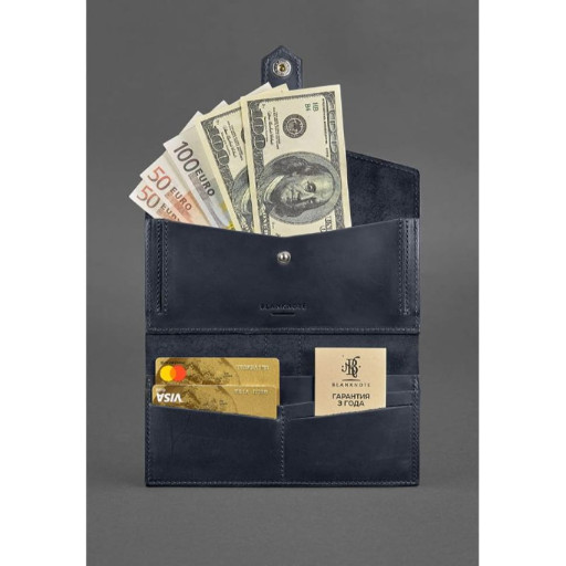 Шкіряне портмоне 3.0 синє Crazy Horse