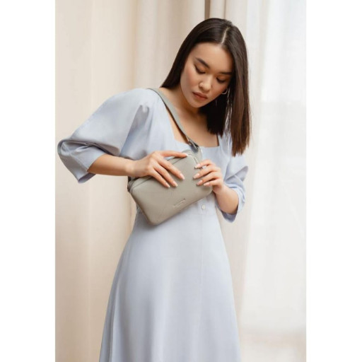 Шкіряна жіноча поясна сумка Dropbag Mini сіра