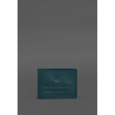 Leather cover for combat participant ID (UCD) with a pocket for a badge, green