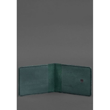 Leather cover for combat participant ID (UCD) with a pocket for a badge, green