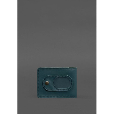 Leather cover for combat participant ID (UCD) with a pocket for a badge, green
