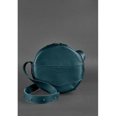 Women's leather round bag-backpack Maxi green