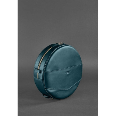 Women's leather round bag-backpack Maxi green