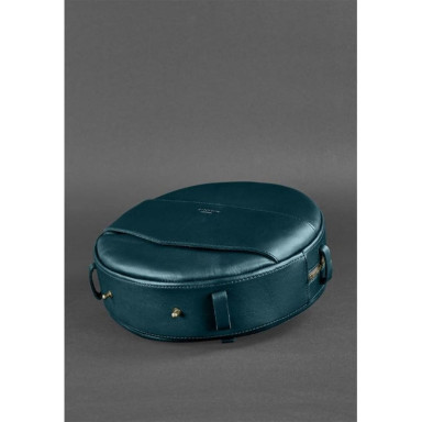 Women's leather round bag-backpack Maxi green