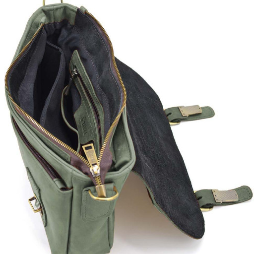 Чоловіча сумка-портфель на плече із ручкою TARWA RE-6008-3md зелена