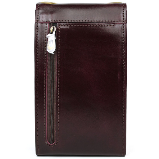 Шкіряна сумка для телефону панч GM-2122-4lx бордовий глянець
