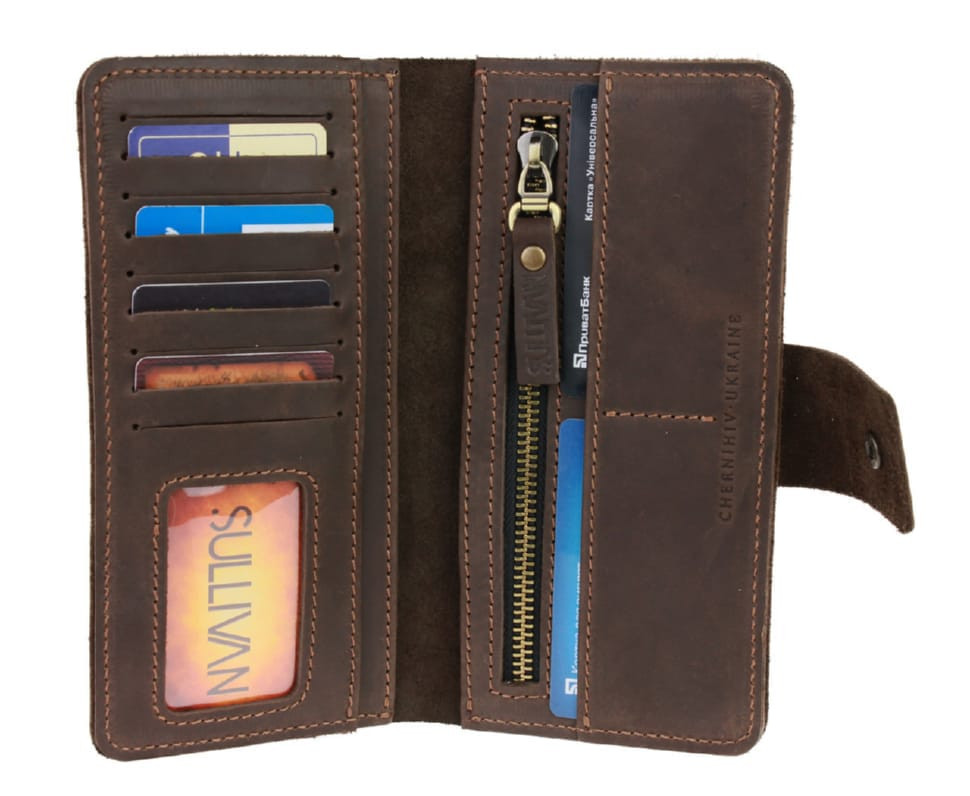 Кошелек женский большой кожаный SULLIVAN 80278(10) коричневый