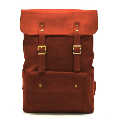 Genuine leather backpack RR-9001-4lx TARWA red crazy horse