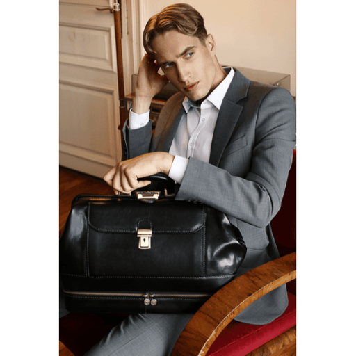 Італійський шкіряний саквояж - The Master and Margarita - чорний Time Resistance